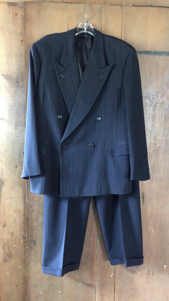 30's 40's Suit Men's Pinstripe Wool Double Breaste