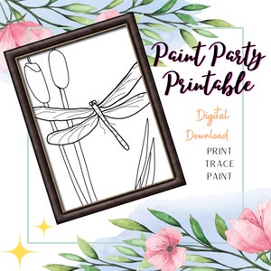 Pre-drawn /Outline Canvas /Adult Painting / Paint & Sip, DIY Paint Party / Pre-Sketched / Art Party/ Coloring Page