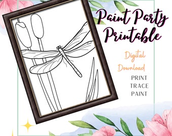 Pre-drawn /Outline Canvas /Adult Painting / Paint & Sip, DIY Paint Party / Pre-Sketched / Art Party/ Coloring Page