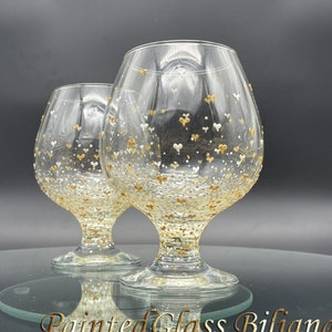 Set of 2 hand painted brandy glasses Valentine&#39;s day