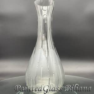 Hand painted bottle Silver tulip