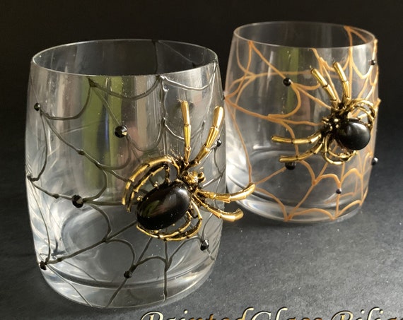 Gold black spider whiskey glasses