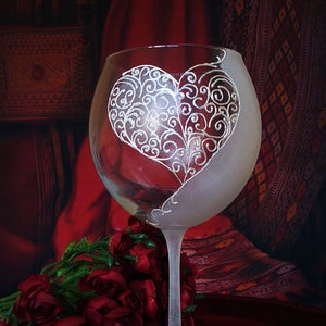 Hand Painted wine glass Love