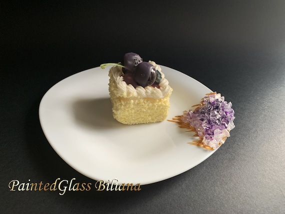 Amethyst purple geode cake plate