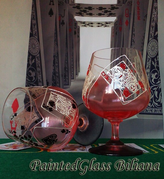 Set of 2 Hand Painted Brandy Cognac Whiskey glasses Calla