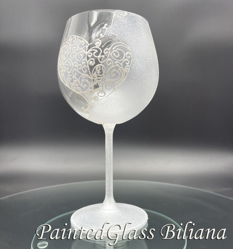 Hand Painted wine glass Love image 4
