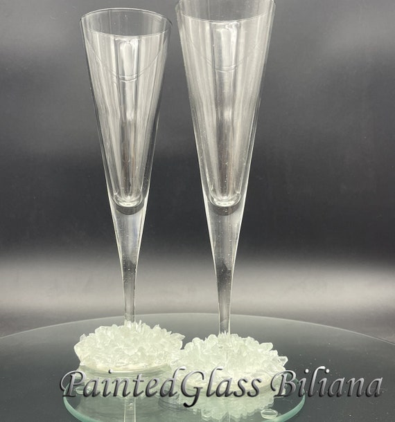 Crystals geode wedding flutes