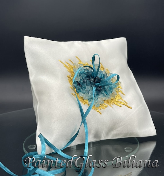 Turquoise geode ring pillow