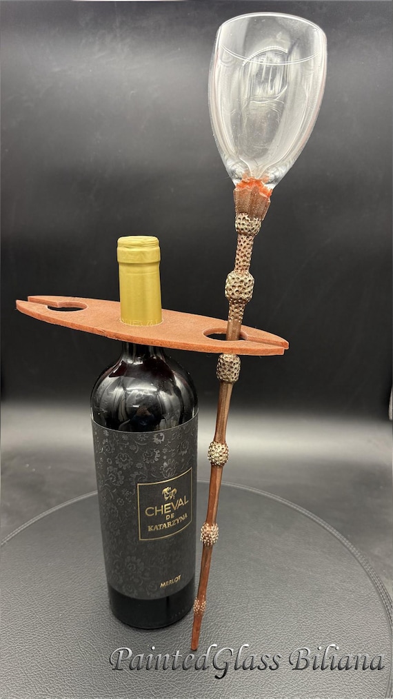 Elder wand inspired wine glass, handmade Harry Potter inspired theme