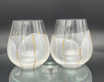 Set of 2 hand painted whiskey glasses Calla