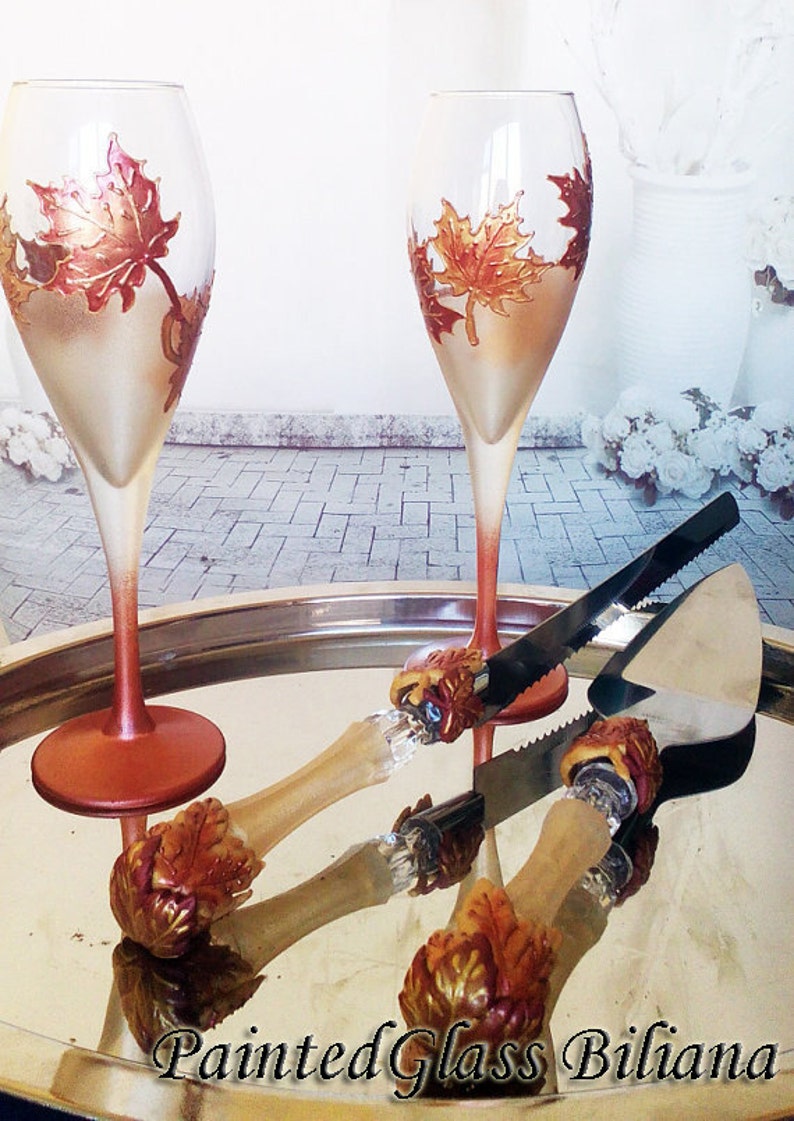 Wedding Cake Server and Knife Autumn Wedding Cake Etsy