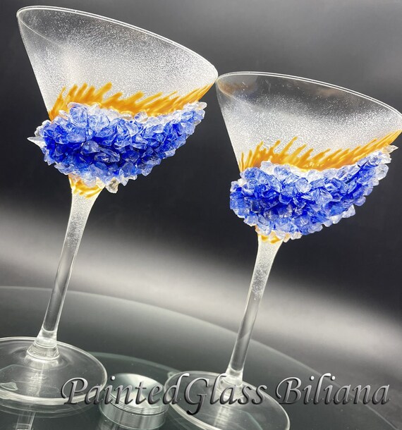 Blue geode Martini glasses