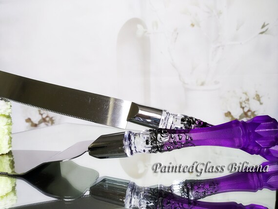 Purple fantacy Gatsby style cake server and knife