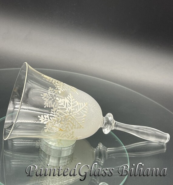 Christmas snowflake glass bell hand painted