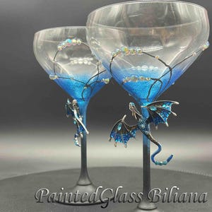 Bicchieri da martini drago blu, set da 2
