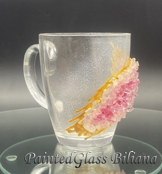 Pink geode coffee mug geode coffee glass