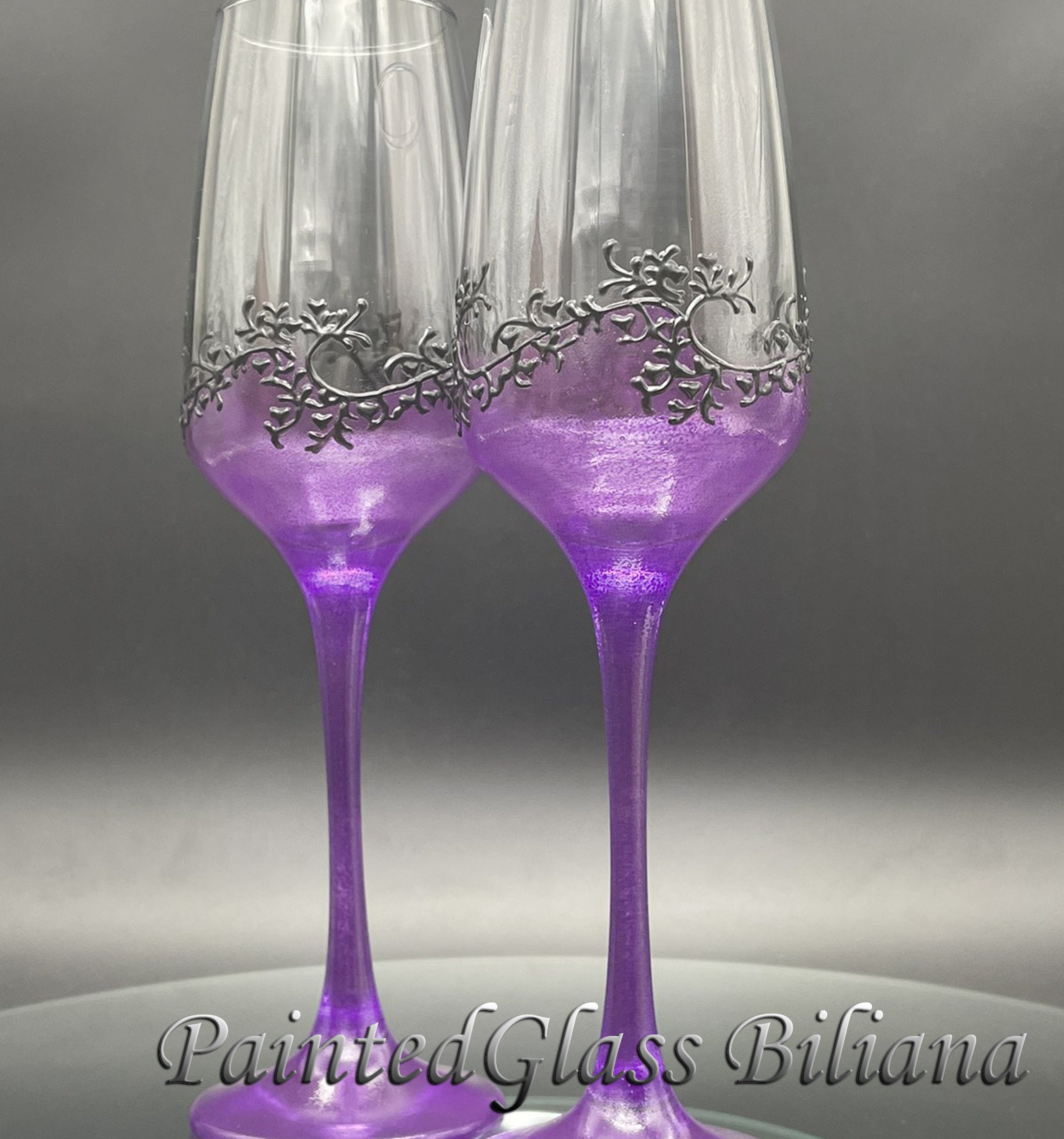 Purple cheap champagne flutes