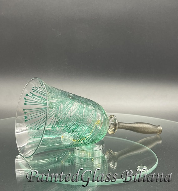 Christmas tree glass bell hand painted