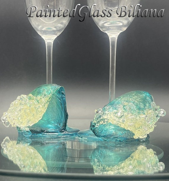 Ocean waves beach theme wedding flutes & Cake serving set