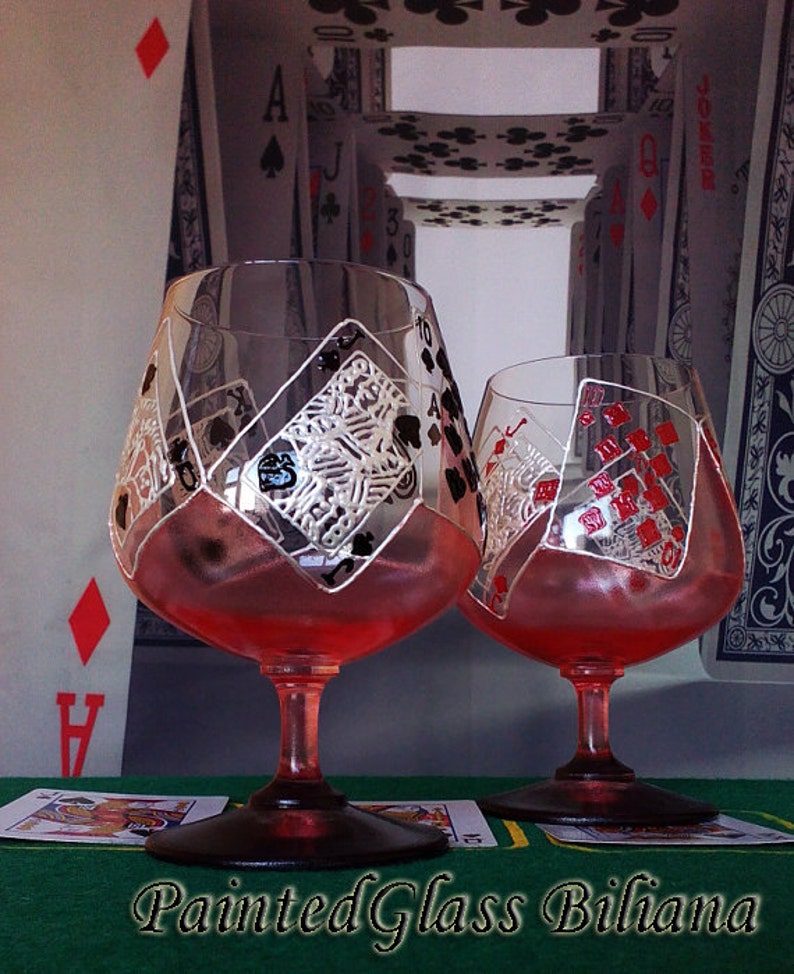 CRYSTAL Set of 2 Hand Painted brandy cognac whiskey glasses image 1