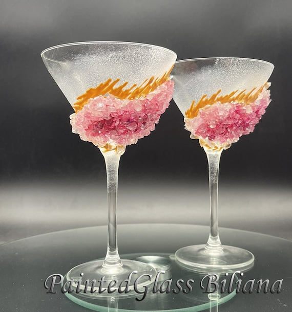 Pink geode Martini glasses