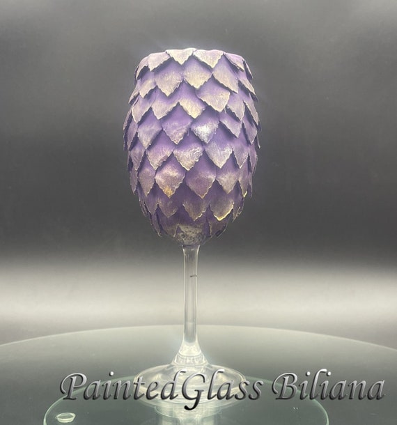 Game of thrones Dragon eggs Purple handmade wine glass House Targaryen
