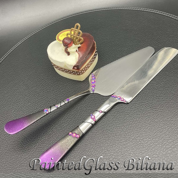 Purple crystals cake serving set