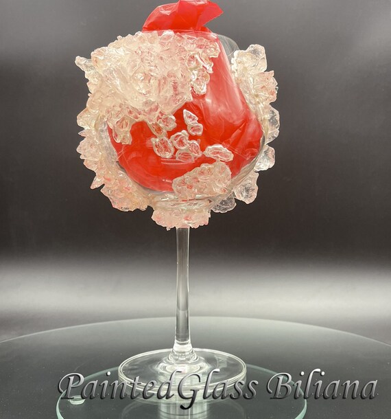 World map geode wine glass big