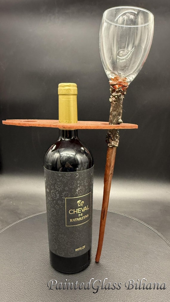 Magic wand inspired wine glass, handmade Harry Potter inspired theme