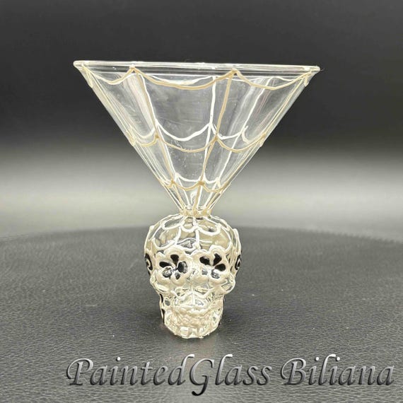 Sugar skull martini glass, hand painted