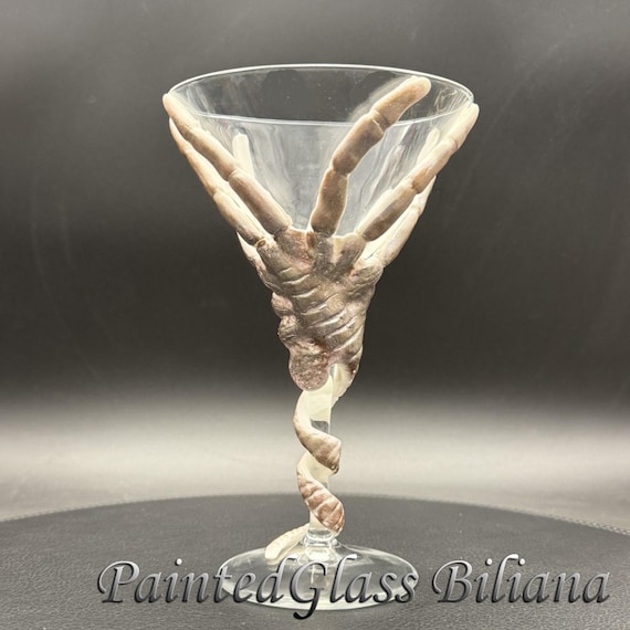 Alien Face hugger inspired martini glass, handmade