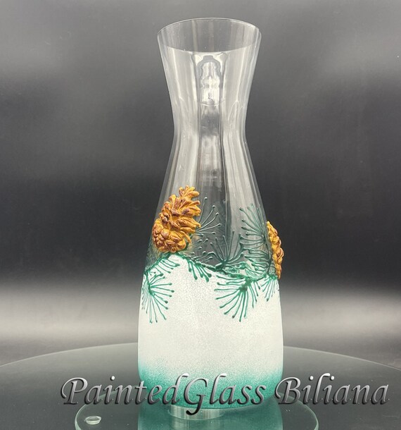 Hand painted Winter Christmas tree decanter