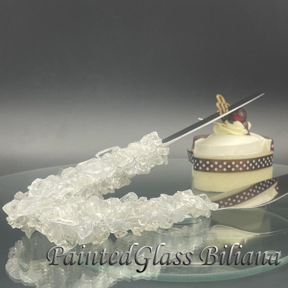 White geode cake serving set