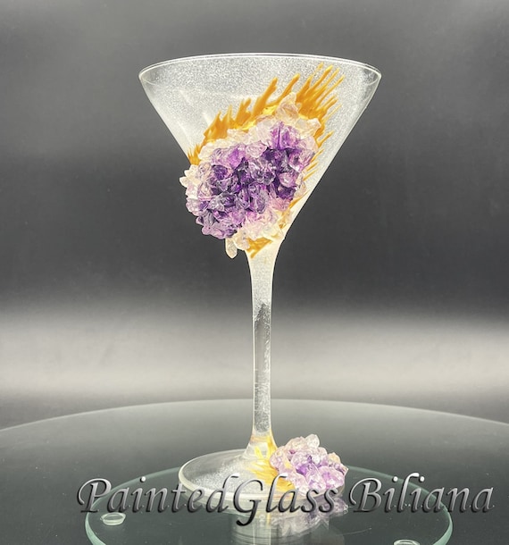 Purple geode Martini glass