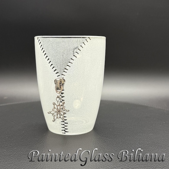 Zipper snowflake coffee mug, Hand Painted