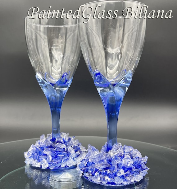 Blue geode wine glasses