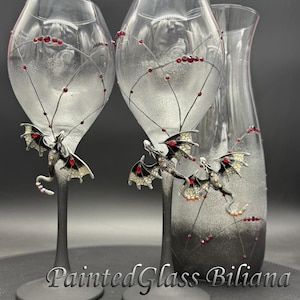 Bicchieri da vino drago nero, set da 2