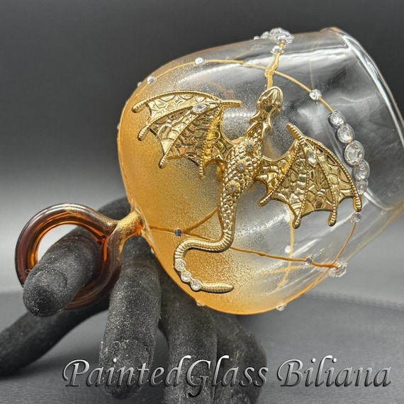 Gold dragon ring wine glass BIG