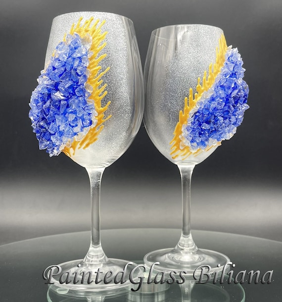 Blue geode wine glasses