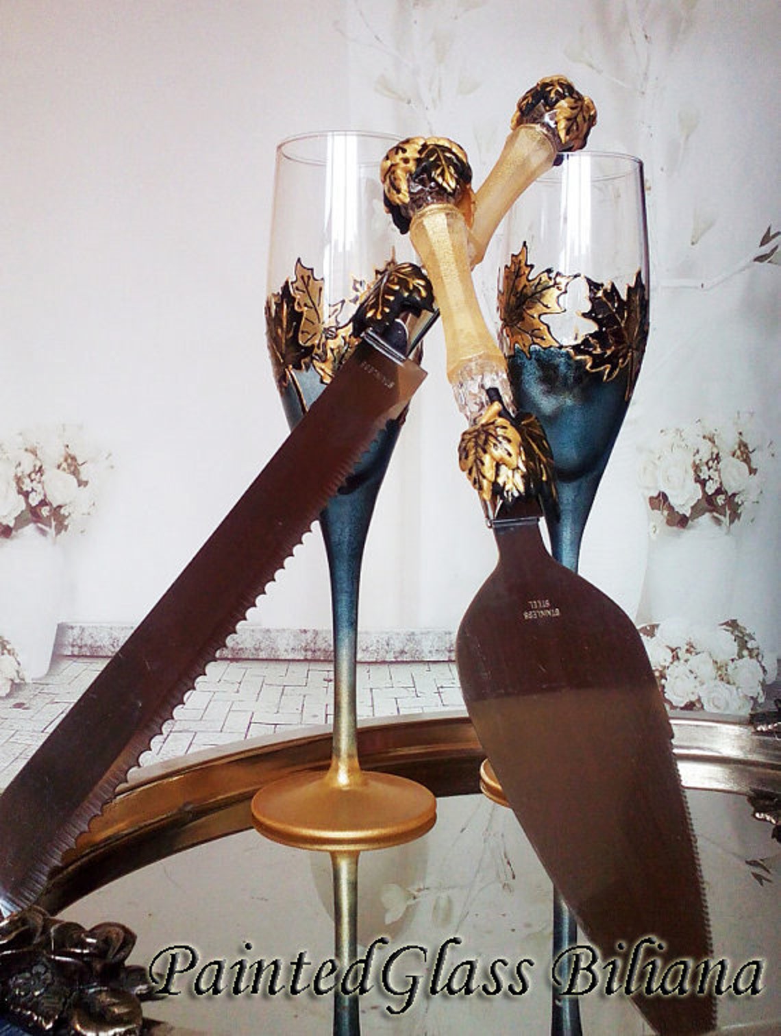 Wedding Cake Server and Knife Autumn Wedding Cake Etsy