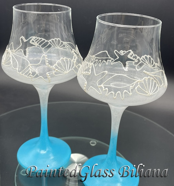 Beach Sea wine glasses, Set of 2