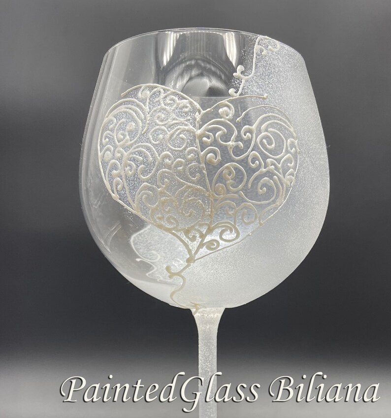 Hand Painted wine glass Love image 2