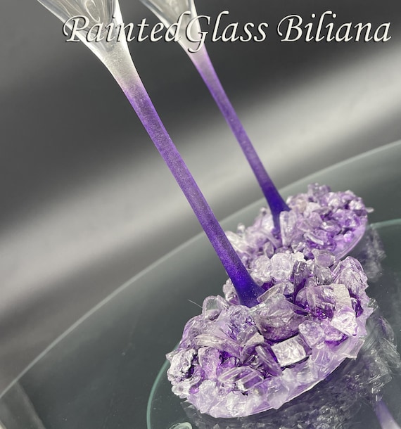 Free shipping geode wedding flutes Amethyst color