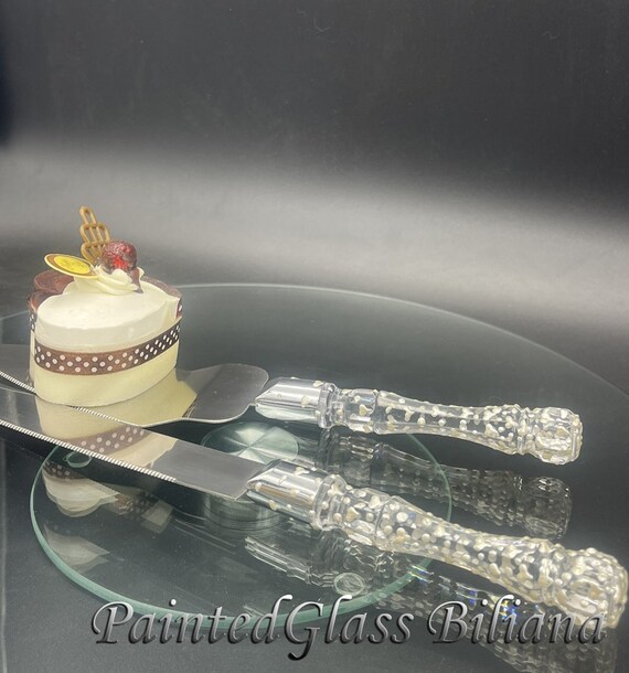 Valentine's day in pearly white Cake serving set server and knife