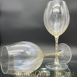 Set of 2 Hand Painted wine glasses Calla