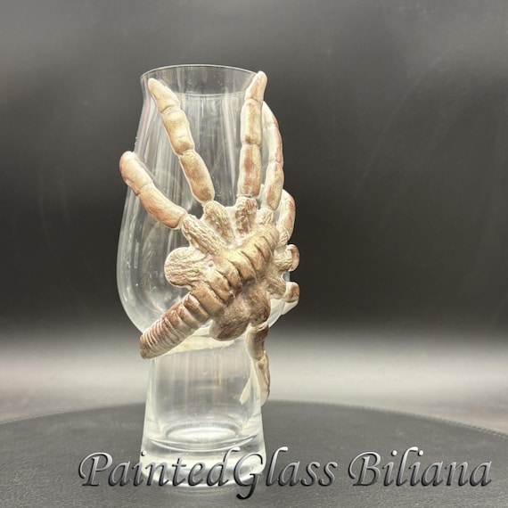 Alien Face hugger inspired beer glass, handmade
