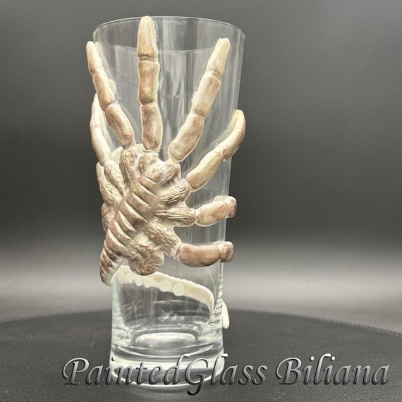 Alien Face hugger inspired beer glass, handmade