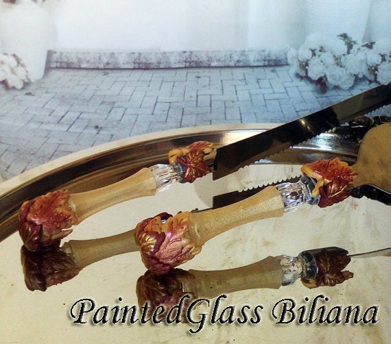 Wedding cake server and knife Autumn wedding cake Etsy