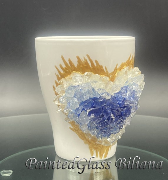 Free shipping ceramic blue heart geode coffee mug