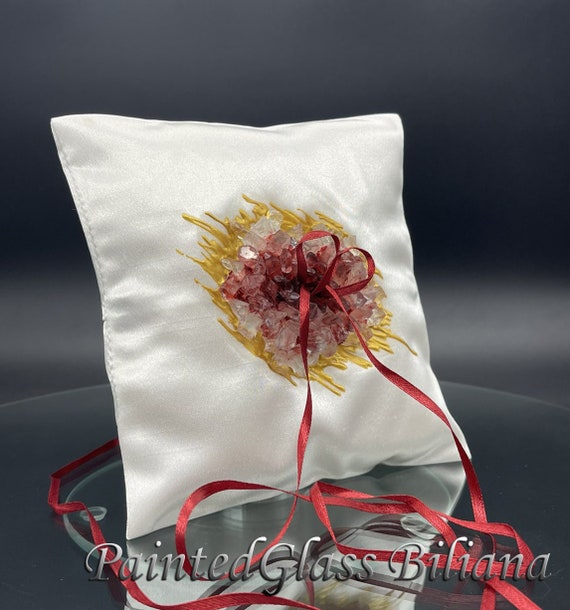 Burgundy red geode ring pillow
